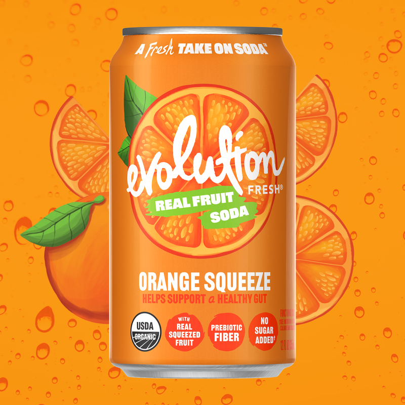 slide 3 of 5, Evolution Fresh Orange Squeeze Organic Real Fruit Soda - 12 fl oz Can, 12 fl oz