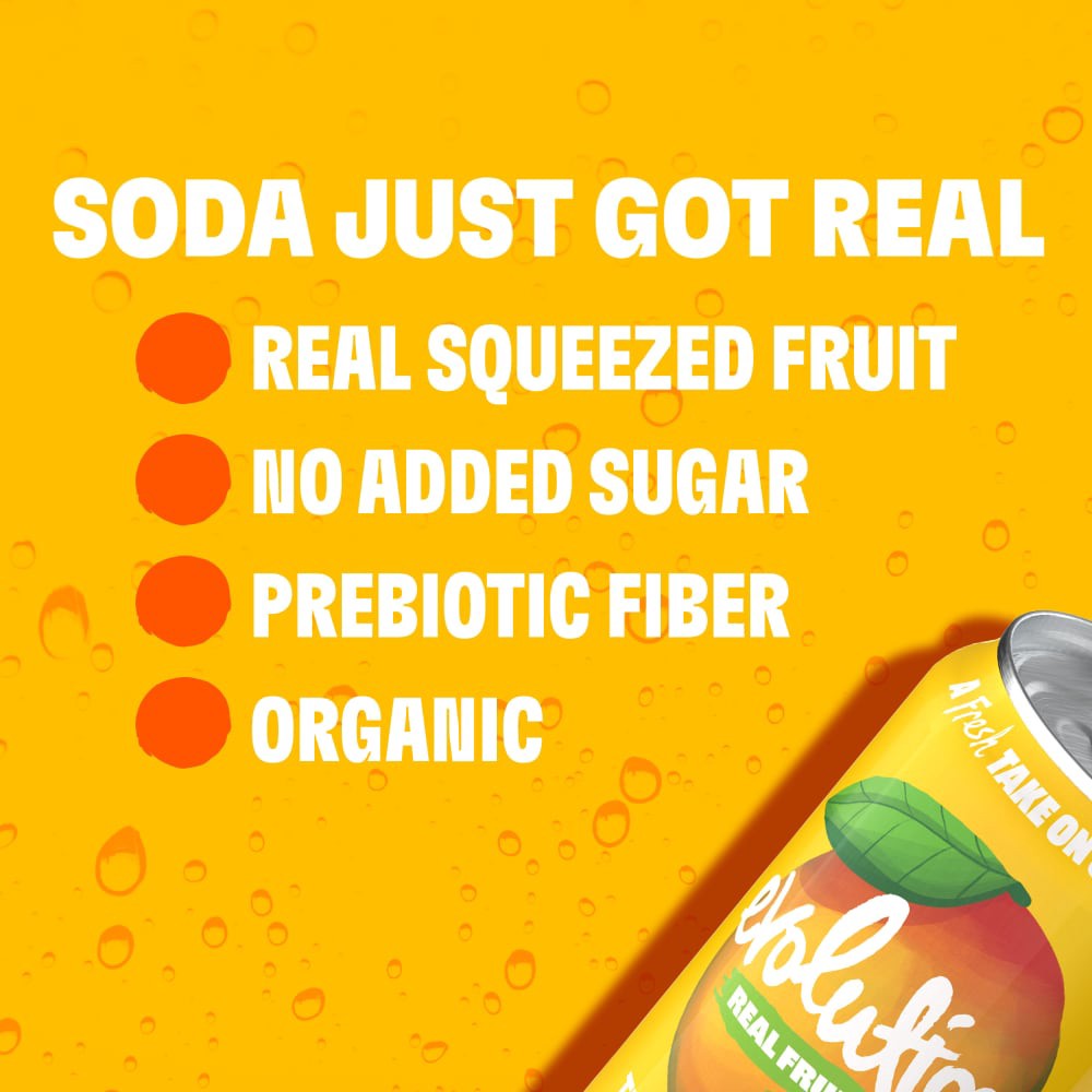 slide 6 of 6, Evolution Fresh Tropical Mango Organic Real Fruit Soda - 12 fl oz Can, 12 fl oz