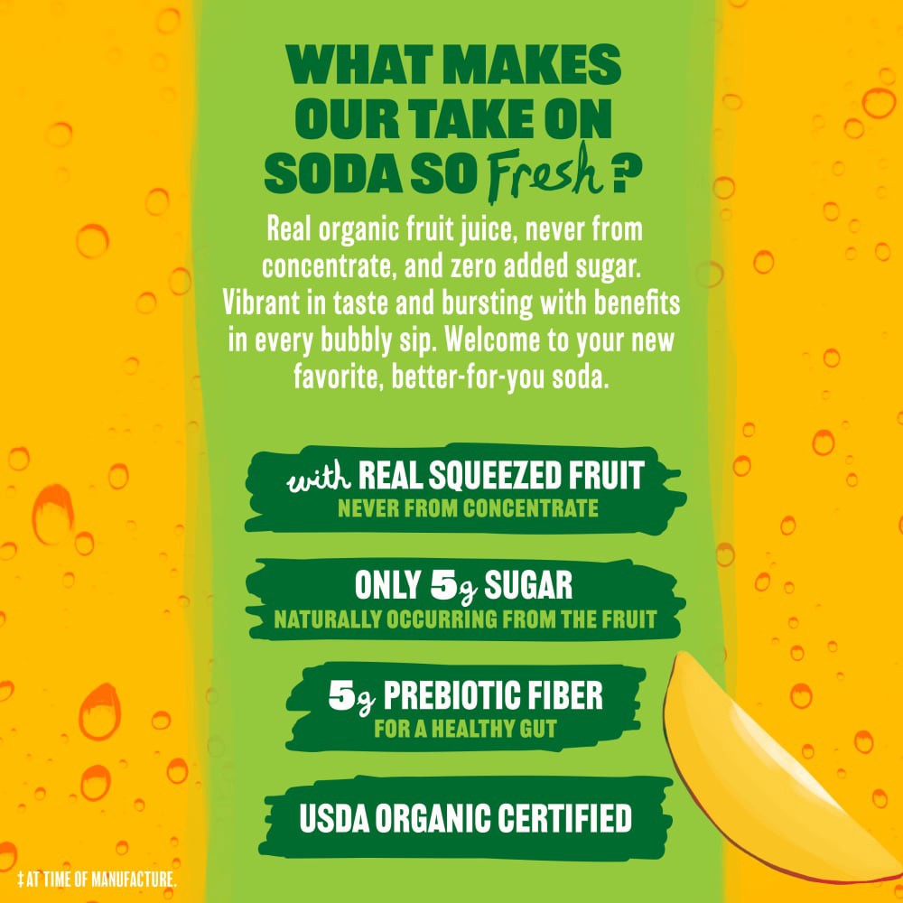 slide 4 of 6, Evolution Fresh Tropical Mango Organic Real Fruit Soda - 12 fl oz Can, 12 fl oz