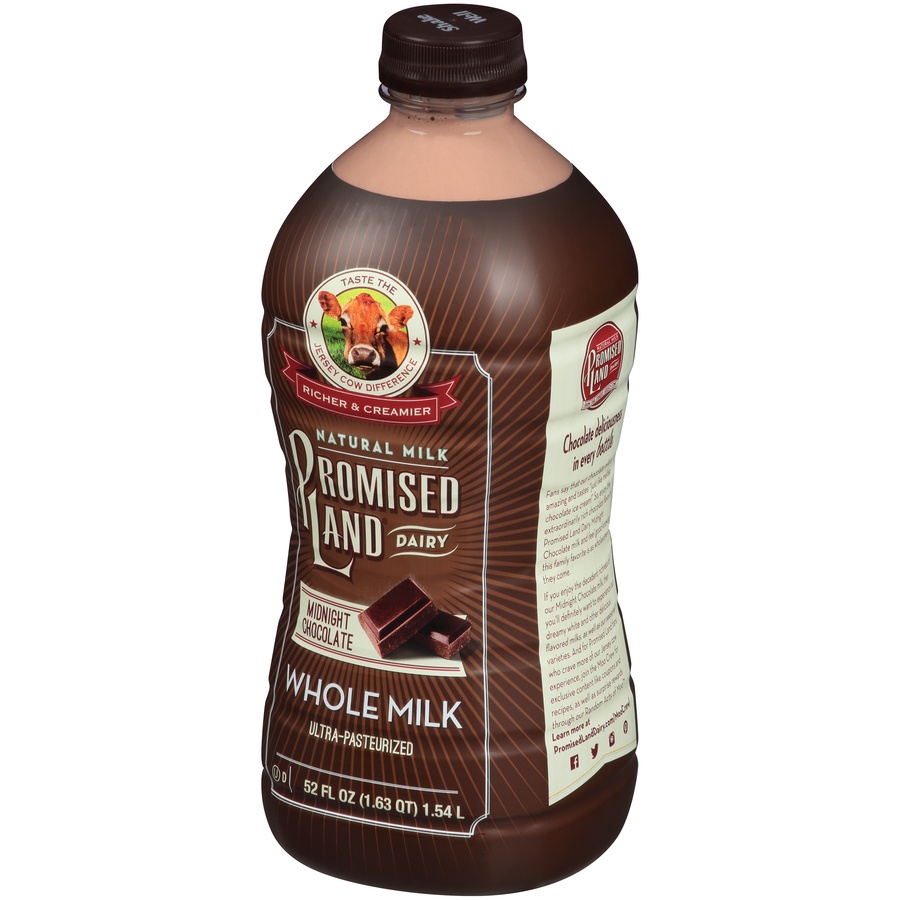 slide 4 of 11, Promised Land Dairy Midnight Chocolate Flavored Whole Milk, 52 fl oz