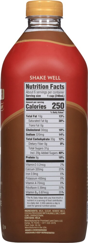 slide 3 of 4, Promised Land Dairy Midnight Chocolate Whole Milk - 48 fl oz, 48 fl oz