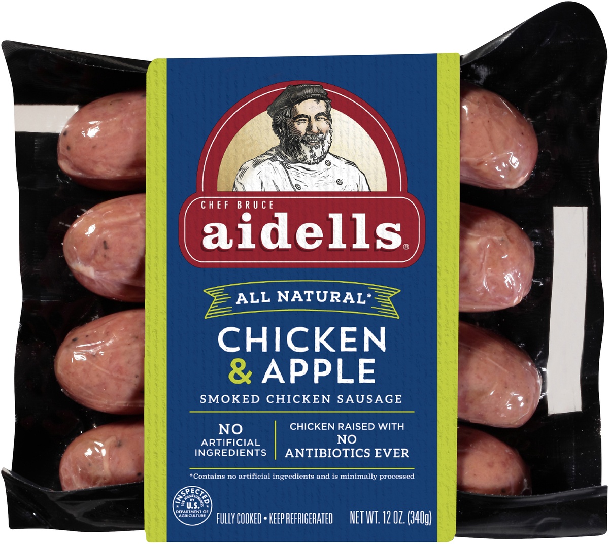 slide 9 of 10, Aidells Fully Cooked Chicken & Apple Smoked Chicken Sausage, 12 oz