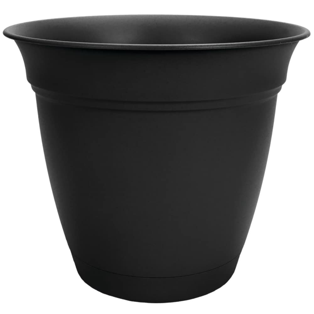 slide 1 of 1, The Hc Companies Eclipse Pot With Attached Saucer - Black, 8 in