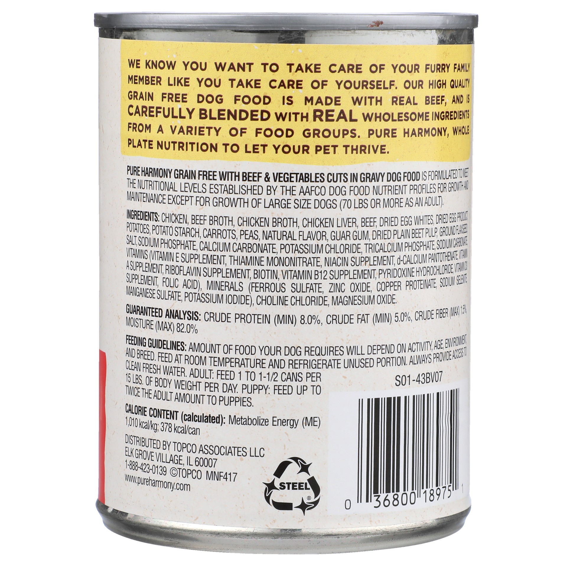 slide 5 of 6, Pure Harmony Super Premium Grain Free Dog Food with Beef & Vegetables Cuts in Gravy 13.2 oz, 13.2 oz