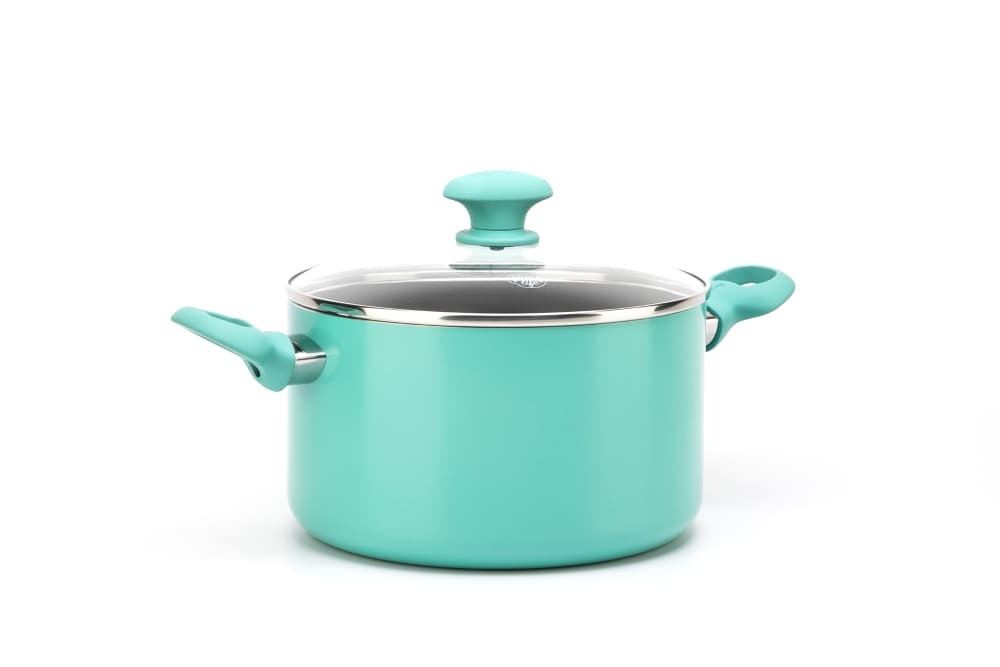 slide 1 of 1, GreenLife Diamond Ceramic Non-Stick Stock Pot - Turquoise, 6 qt