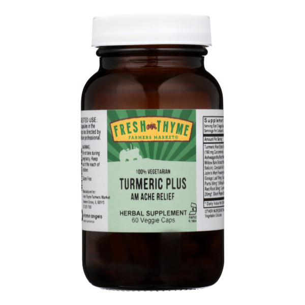 slide 1 of 1, Fresh Thyme Turmeric Plus Am Ache Relief, 60 ct