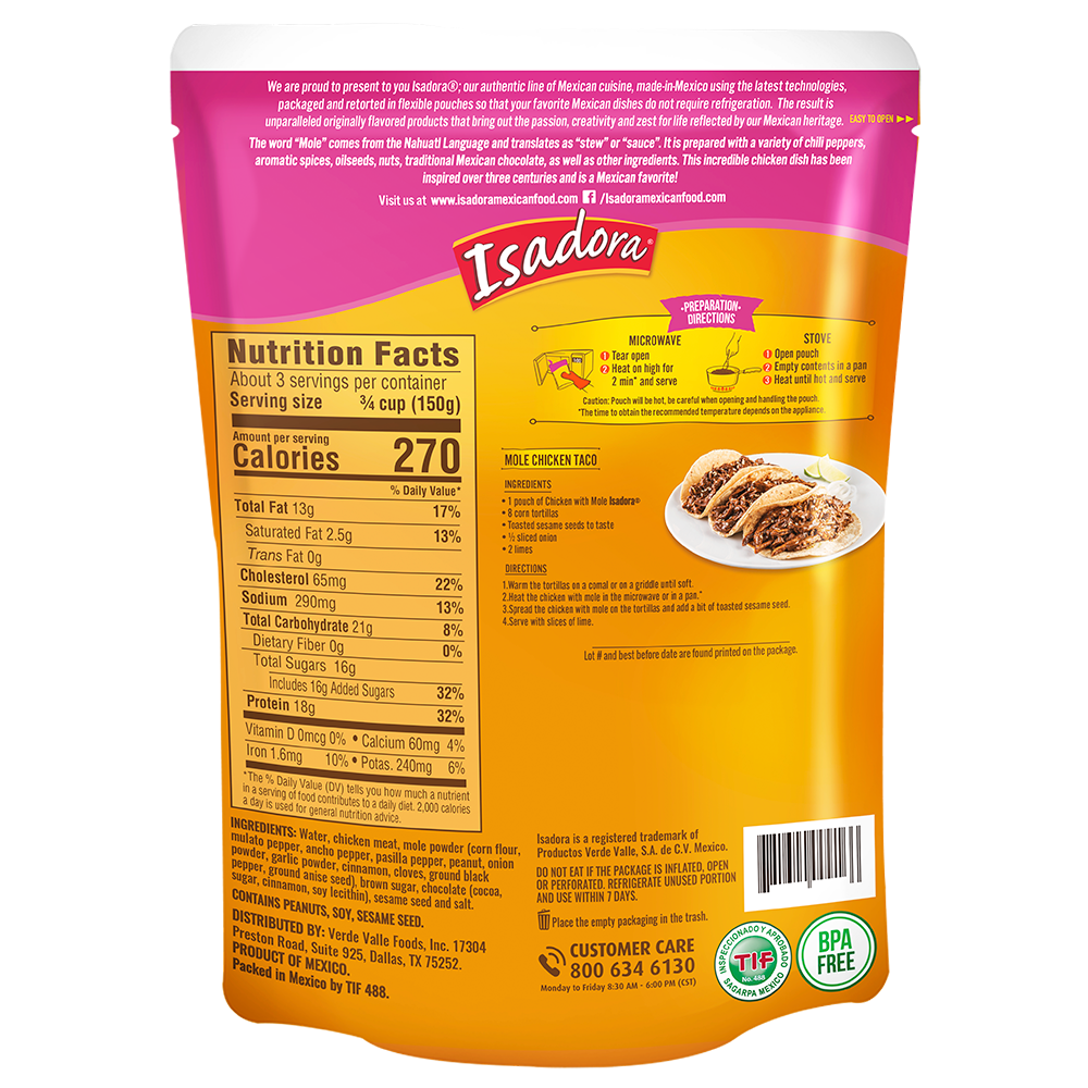 slide 2 of 2, Isadora Gluten Free Pollo Con Mole, 15 oz