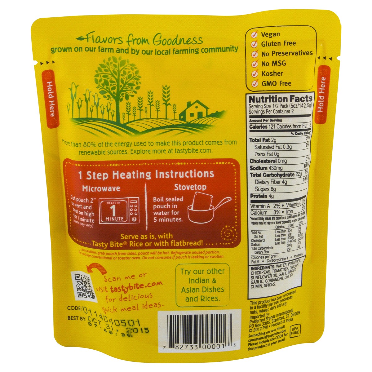 slide 2 of 2, Tasty Bite Indian Medium Bombay Potatoes 10 oz, 10 oz