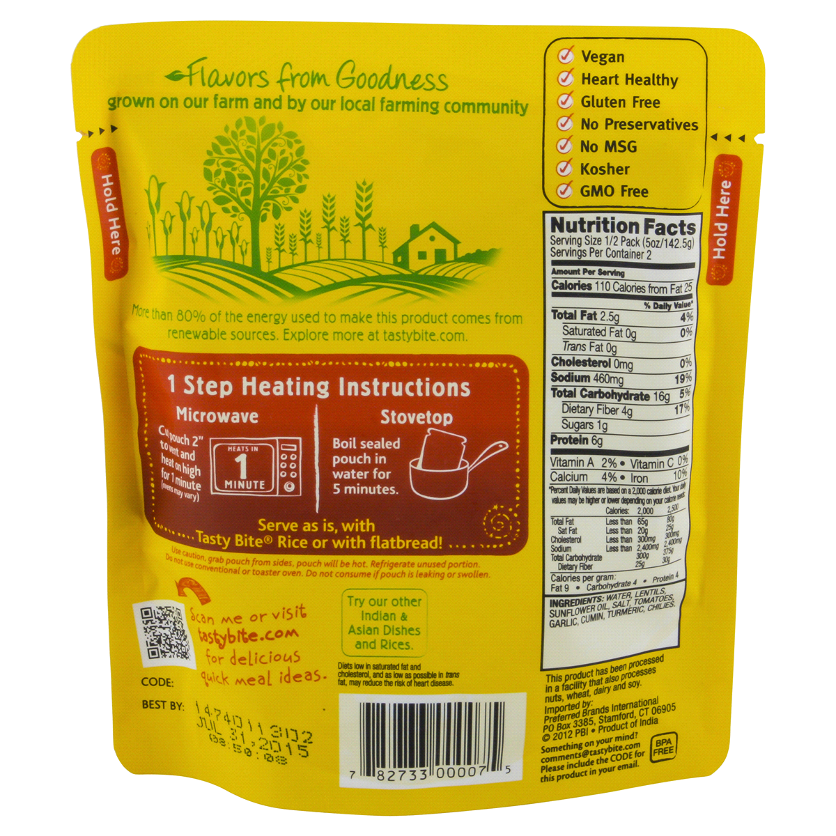 slide 2 of 2, Tasty Bite Organic Split Pea Turmeric Curry 10 oz, 10 oz