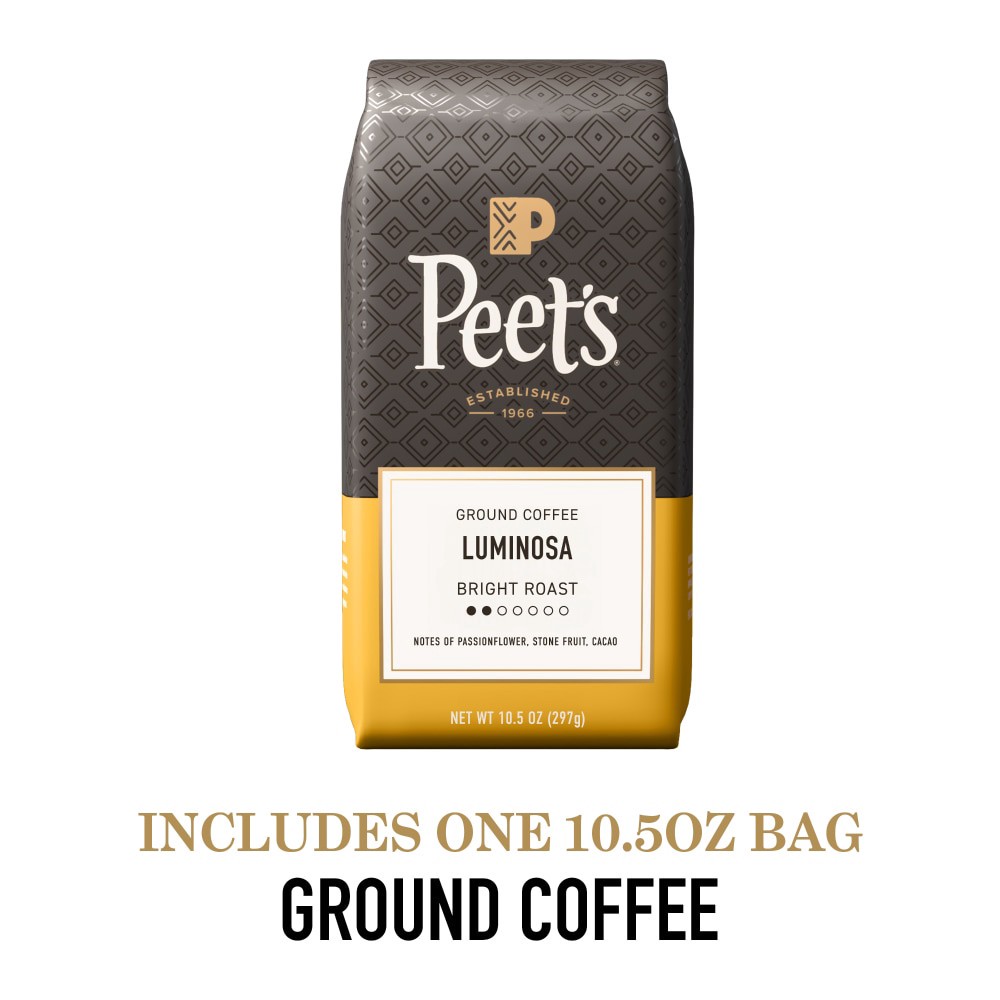 slide 3 of 5, Peet's Coffee, Luminosa Breakfast Blend, Light Roast Ground Coffee - 10.5oz Bags, 10.5 oz