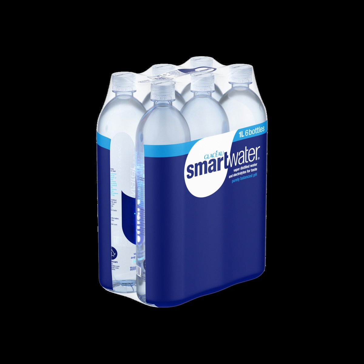 Smartwater Distilled Water, Vapor - 6 pack, 33.8 fl oz bottles