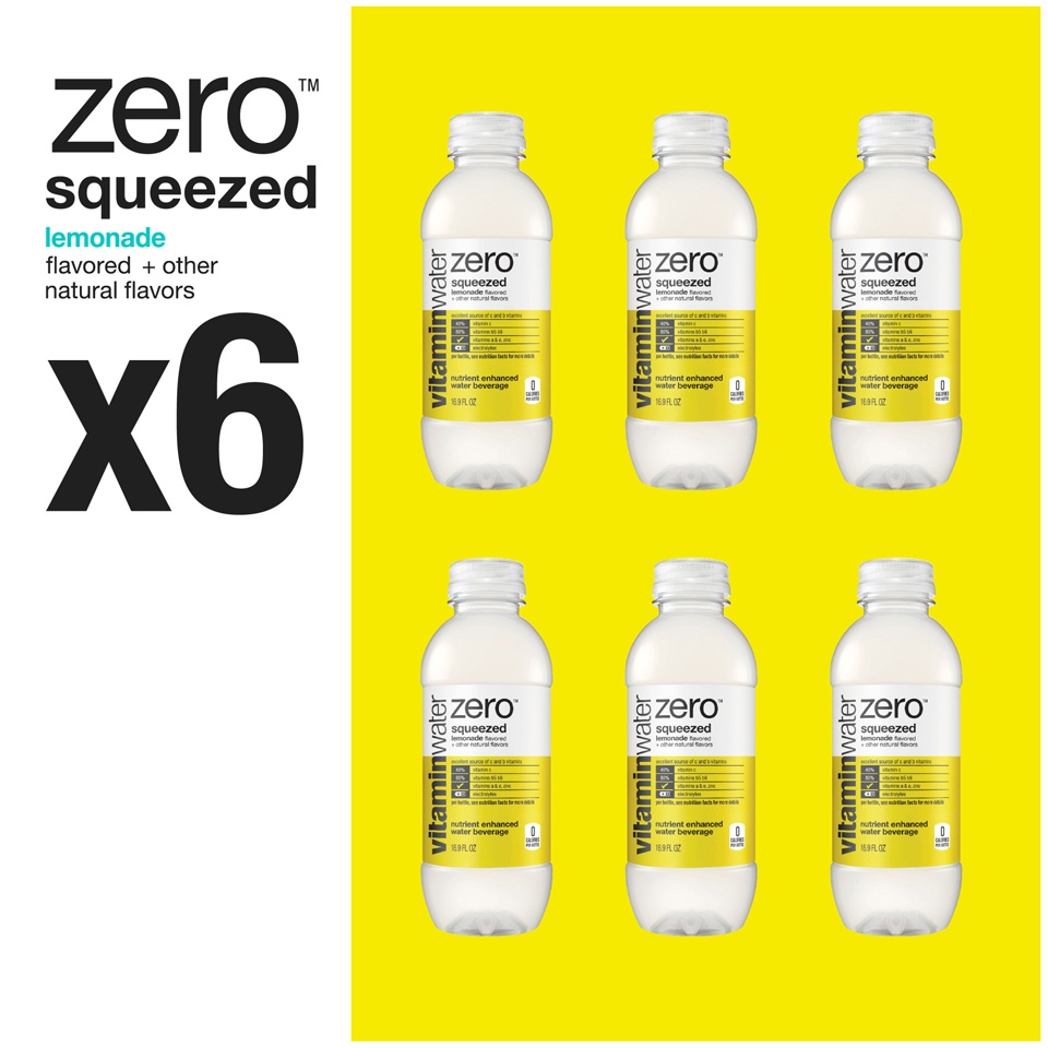 slide 2 of 3, vitaminwater Zero Sugar Squeezed Lemonade Flavored Nutrient Enhanced Water Beverage - 6 ct, 6 ct