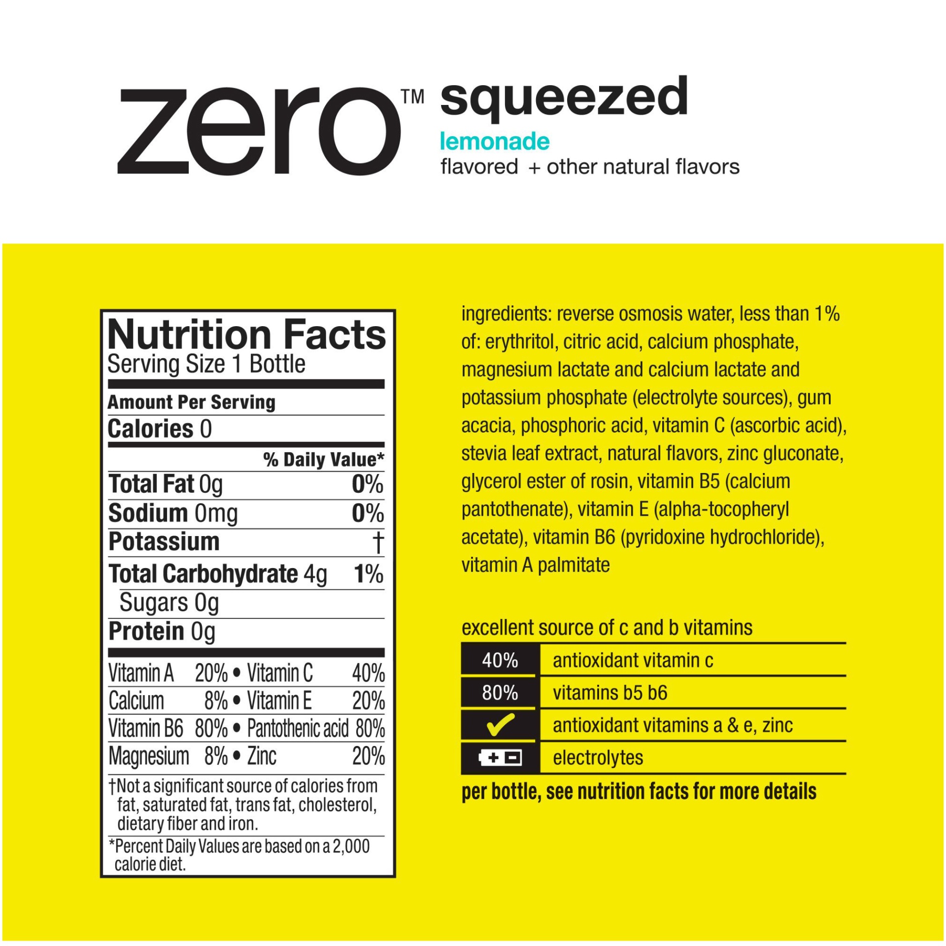 slide 3 of 3, vitaminwater Zero Sugar Squeezed Lemonade Flavored Nutrient Enhanced Water Beverage - 6 ct, 6 ct