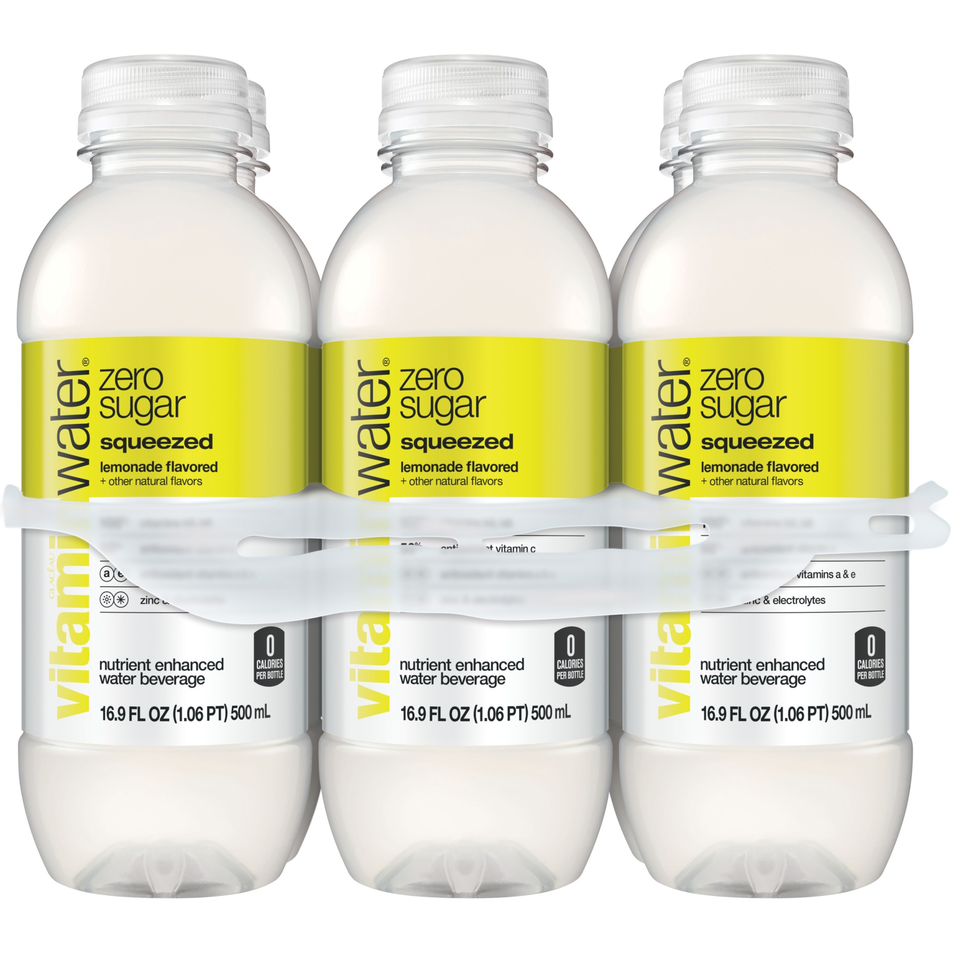 slide 6 of 7, vitaminwater Zero Sugar Squeezed Lemonade Flavored Nutrient Enhanced Water Beverage - 6 ct, 6 ct; 16.9 oz