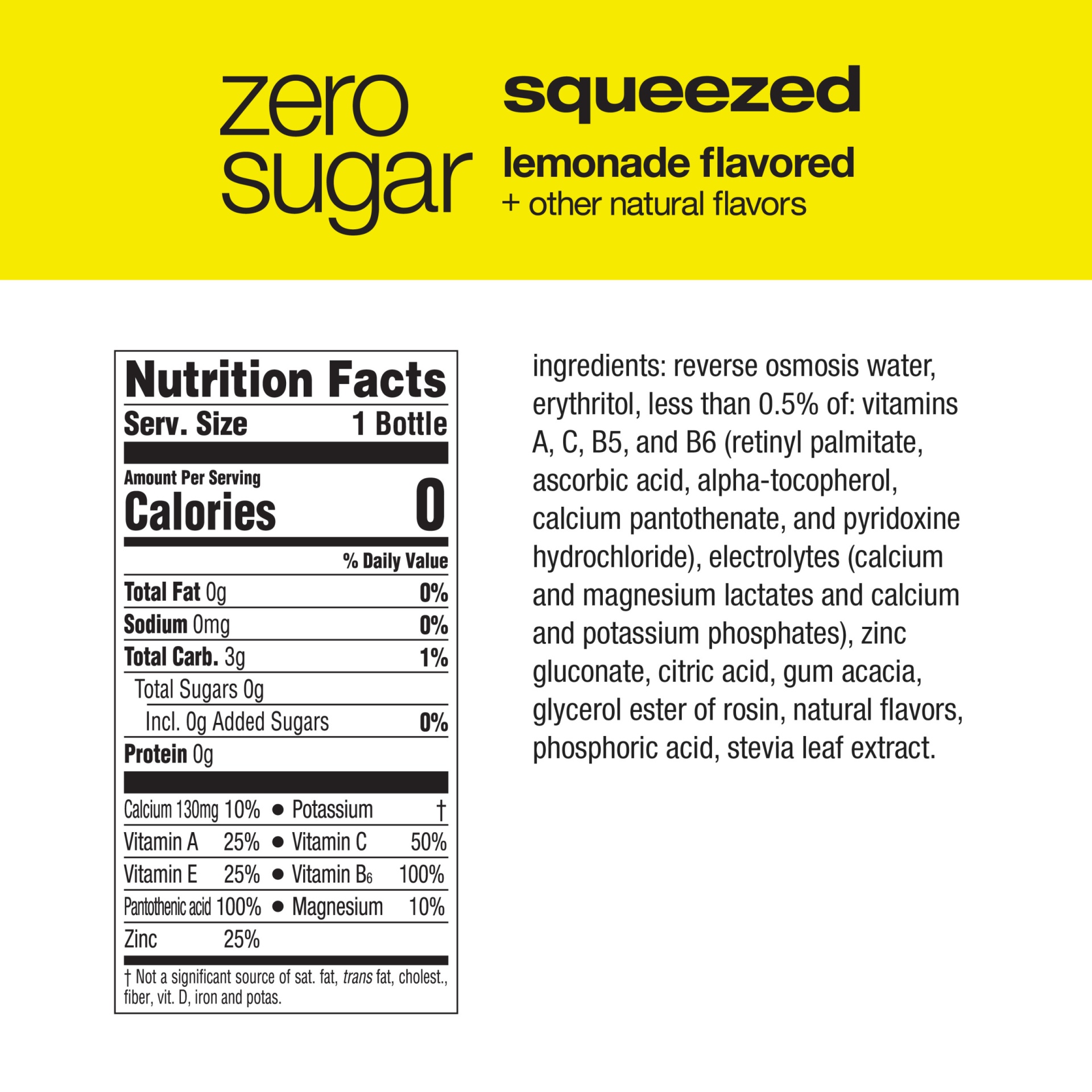 slide 7 of 7, vitaminwater Zero Sugar Squeezed Lemonade Flavored Nutrient Enhanced Water Beverage - 6 ct, 6 ct; 16.9 oz