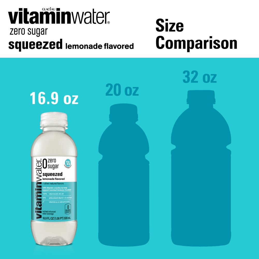 slide 6 of 6, vitaminwater Zero Sugar Squeezed Lemonade Flavored Nutrient Enhanced Water Beverage - 6 ct, 6 ct; 16.9 oz