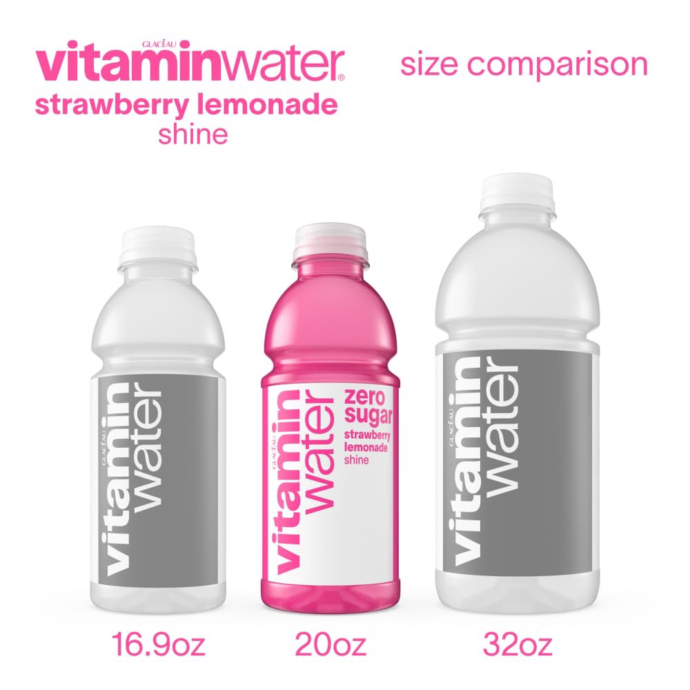 slide 5 of 6, Vitaminwater Zero Sugar Shine, Electrolyte Enhanced Water W/ Vitamins, Strawberry Lemonade Drink, 20 Fl Oz, 20 fl oz