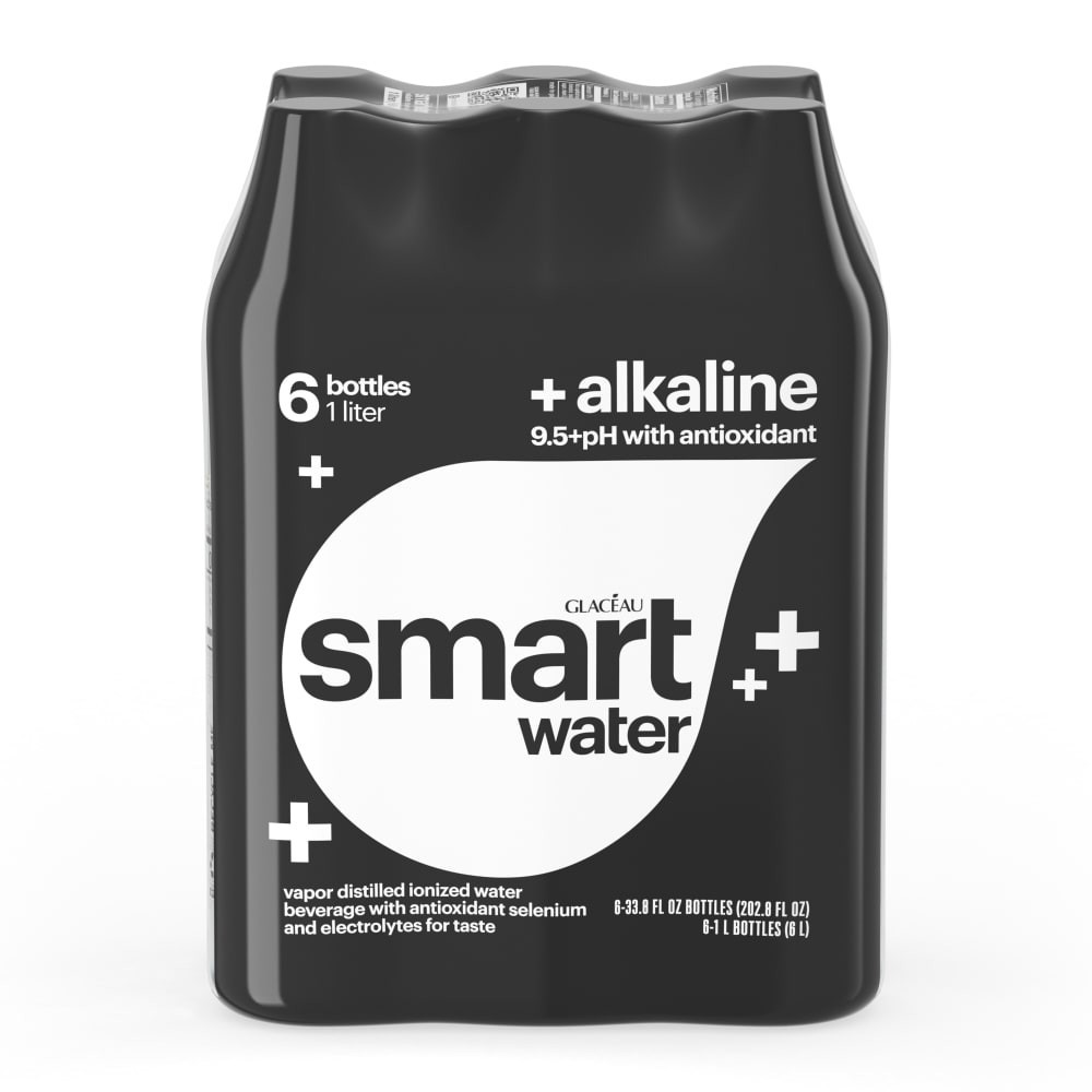 slide 2 of 5, Smartwater Alkaline Vapor Distilled Water, 6 ct; 1 liter