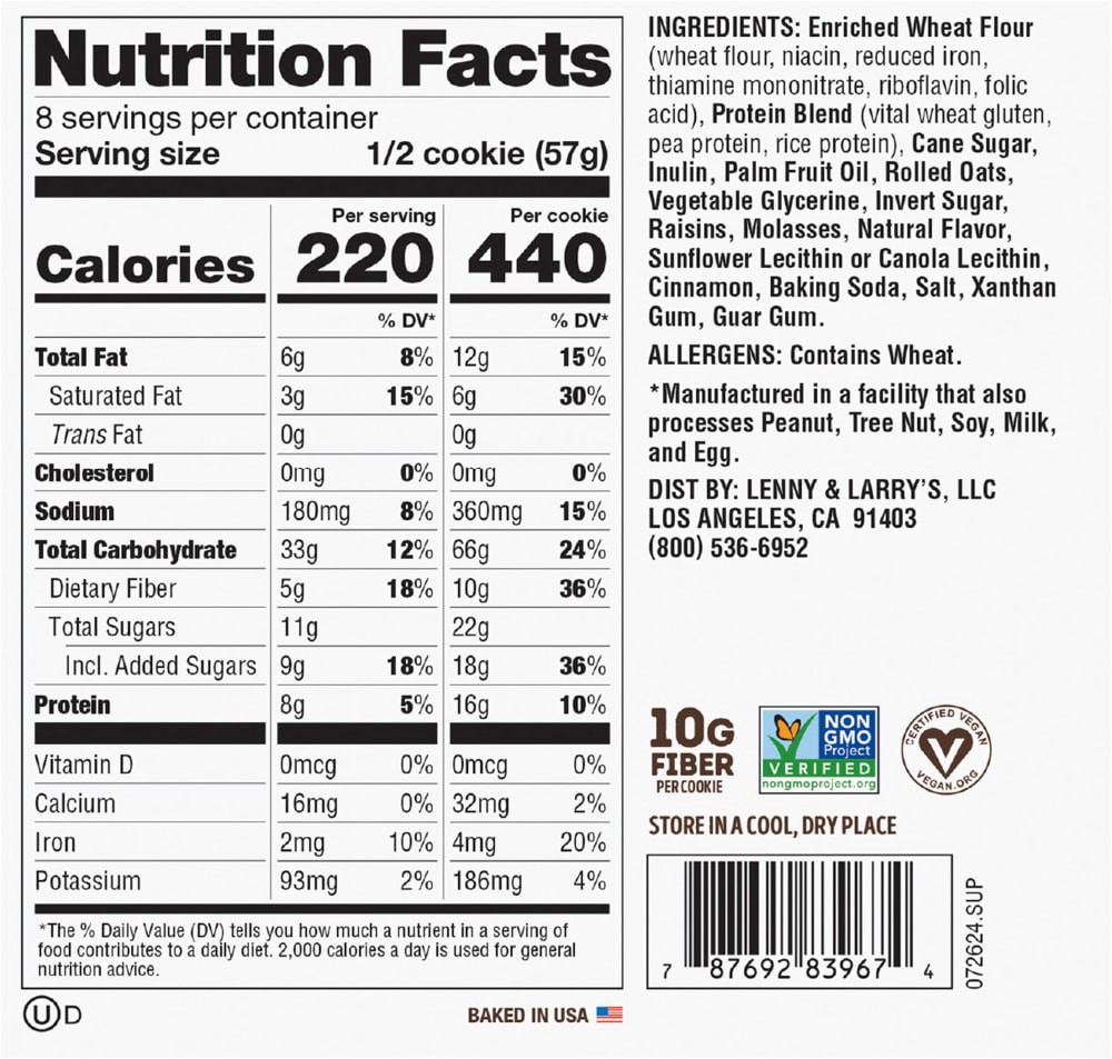 slide 2 of 5, Lenny & Larry's Lenny & Larrys Complete Cookie, Oatmeal Raisin 4Pk, 4 ct