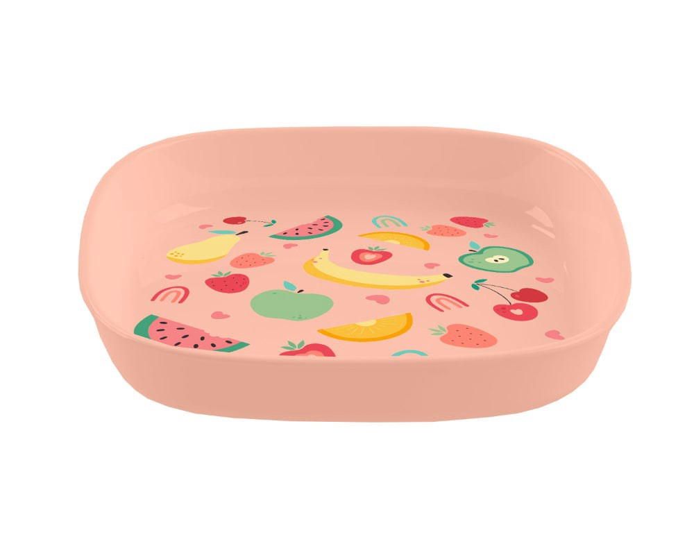 slide 2 of 2, Tarhong Wheat Poly Propylene Square Plate - Coral Fruit, 1 ct