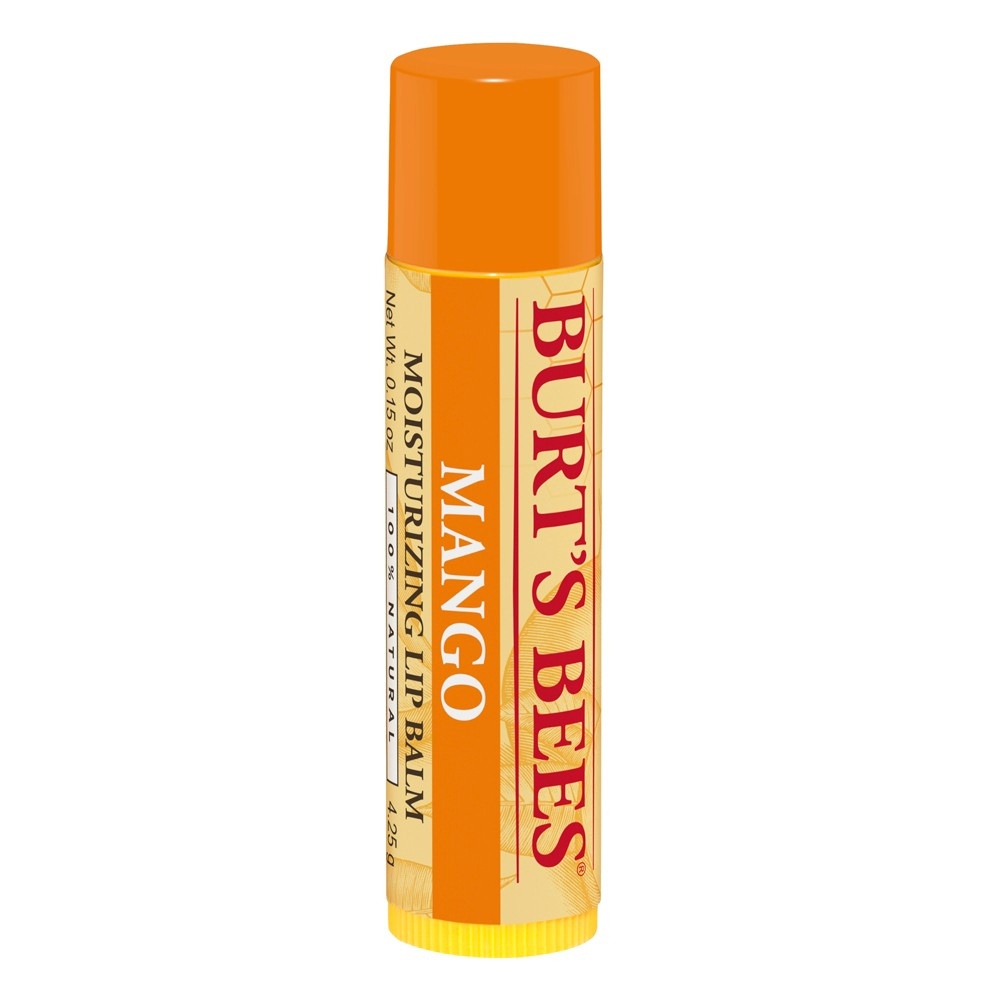 slide 2 of 4, Burt's Bees 100% Natural Moisturizing Lip Balm, Mango Butter with Beeswax & Fruit Extracts - 1 Tube, 0.15 oz