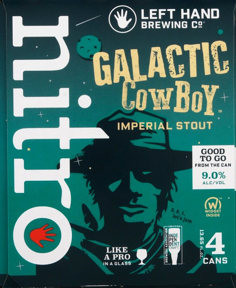 slide 2 of 3, Left Hand Brewing Nitro Imperial Stout Galactic Cowboy Beer 4 ea, 48 fl oz