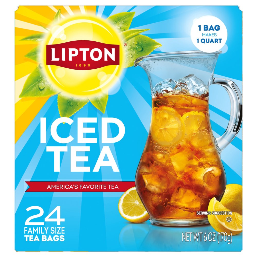 slide 1 of 4, Lipton® Unsweetened Black Iced Tea Family Size Bags, 24 ct / 6 oz
