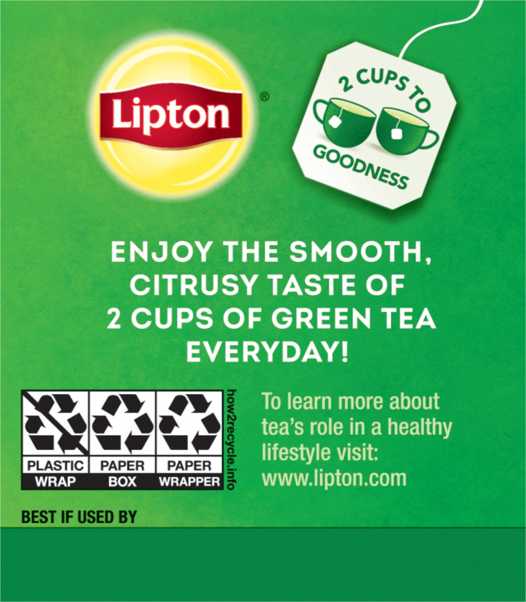 slide 21 of 31, Lipton Lemon Green Tea Bags, Flavored, Unsweetened Teabags for Hot Tea or Iced Tea with Caffeine and Flavonoids, 20ct Box, 20 ct, 0.92 oz