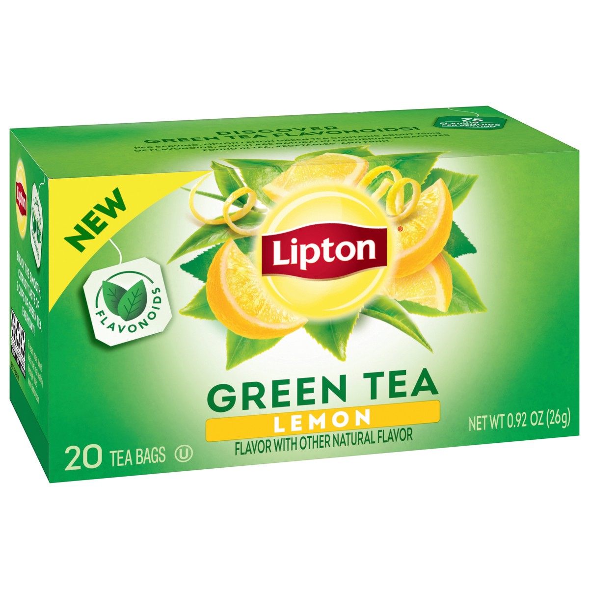 slide 11 of 31, Lipton Lemon Green Tea Bags, Flavored, Unsweetened Teabags for Hot Tea or Iced Tea with Caffeine and Flavonoids, 20ct Box, 20 ct, 0.92 oz