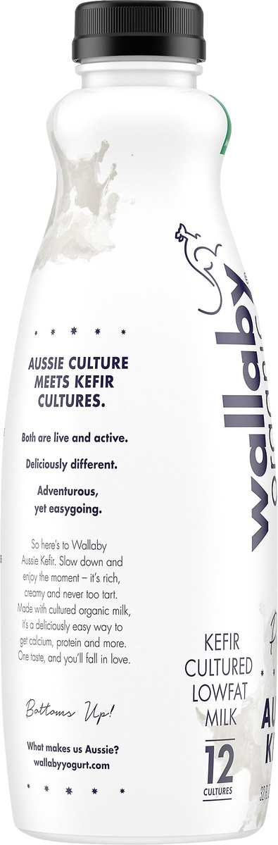 slide 5 of 8, Wallaby Organic Low Fat Kefir Plain Yogurt Drink, 32 fl oz