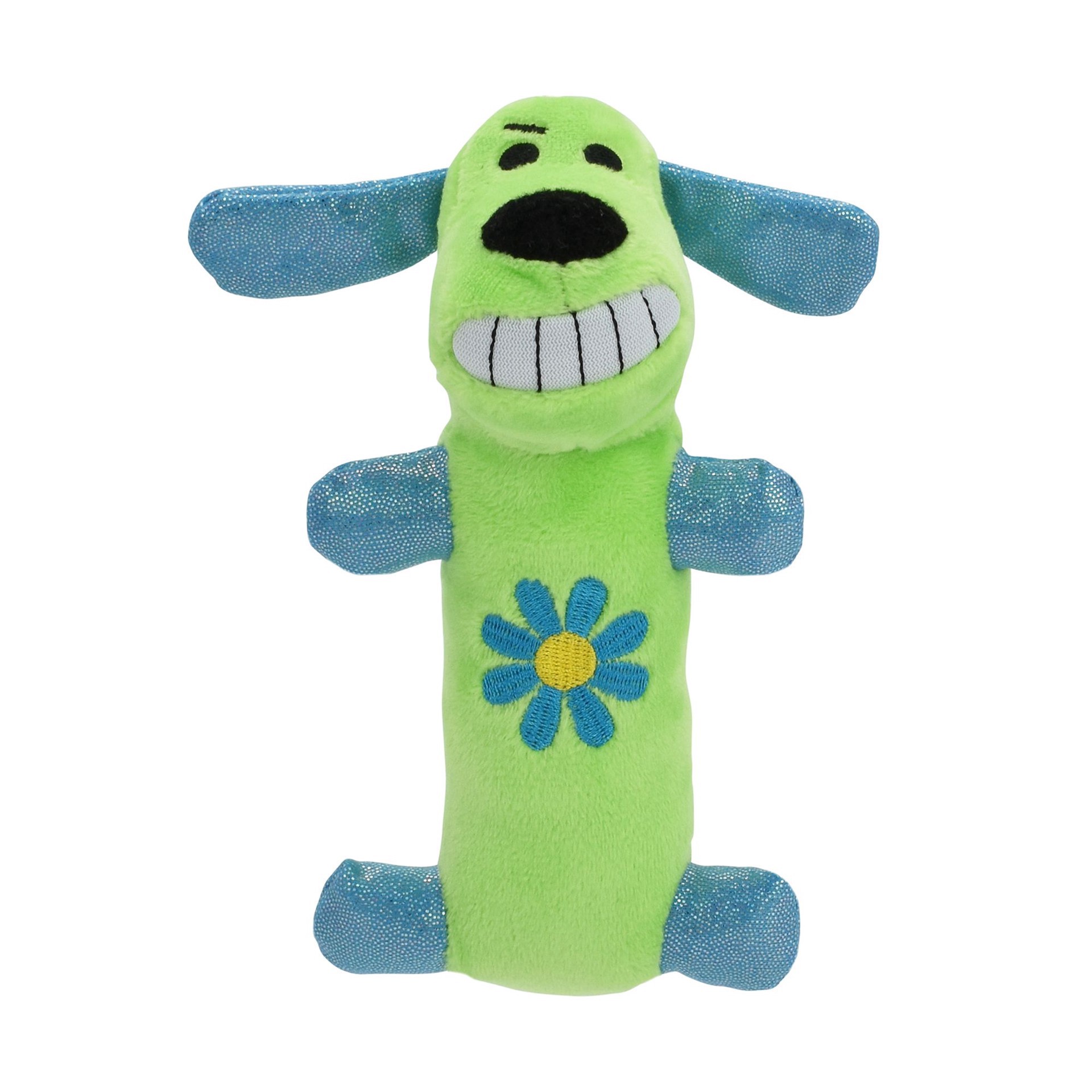 slide 1 of 1, Multipet Lamb Chop Blue and Green Spring Plush Dog Toy, 1 ct