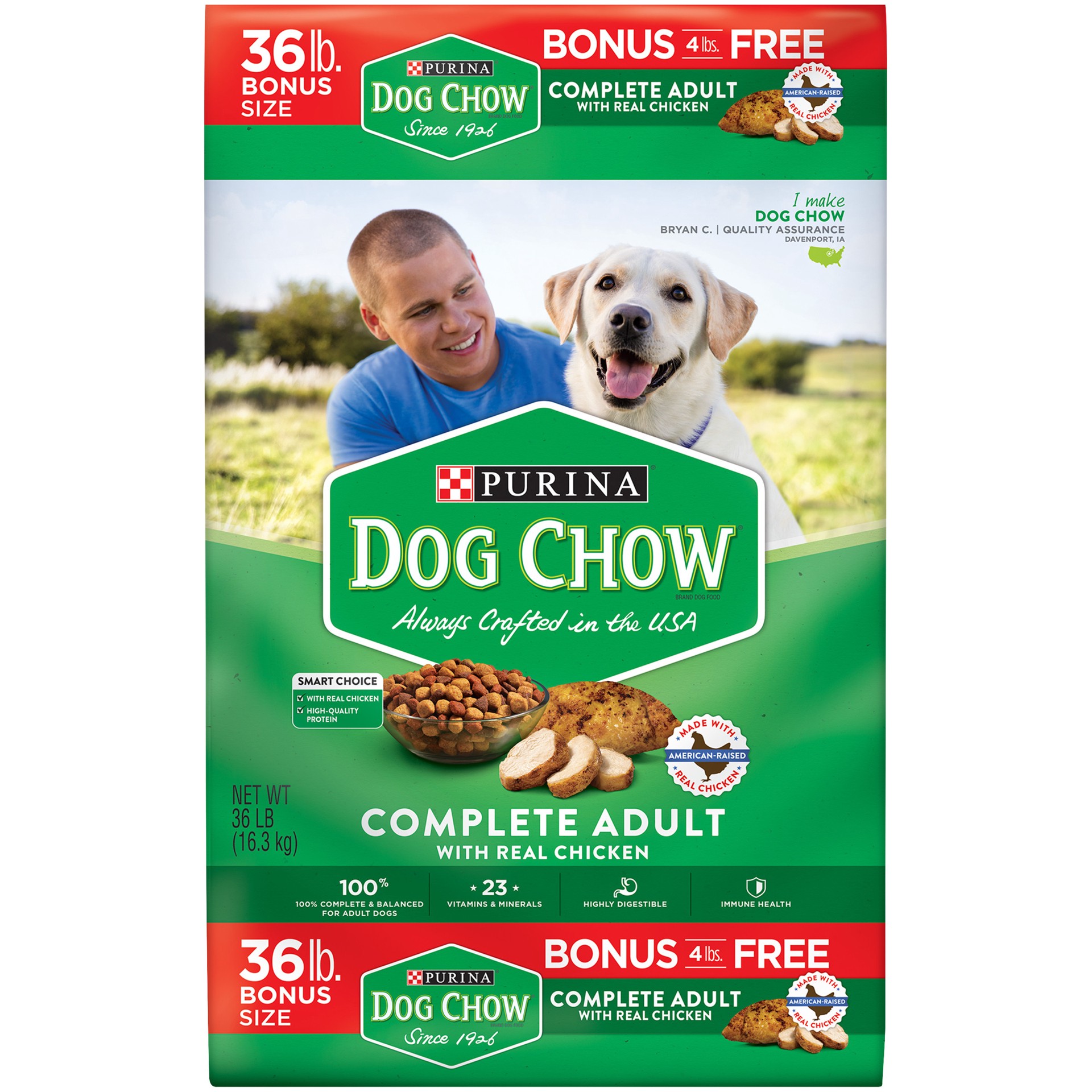 slide 1 of 9, Dog Chow Purina Dog Chow Dry Dog Food, Complete Adult With Real Chicken, 36 lb