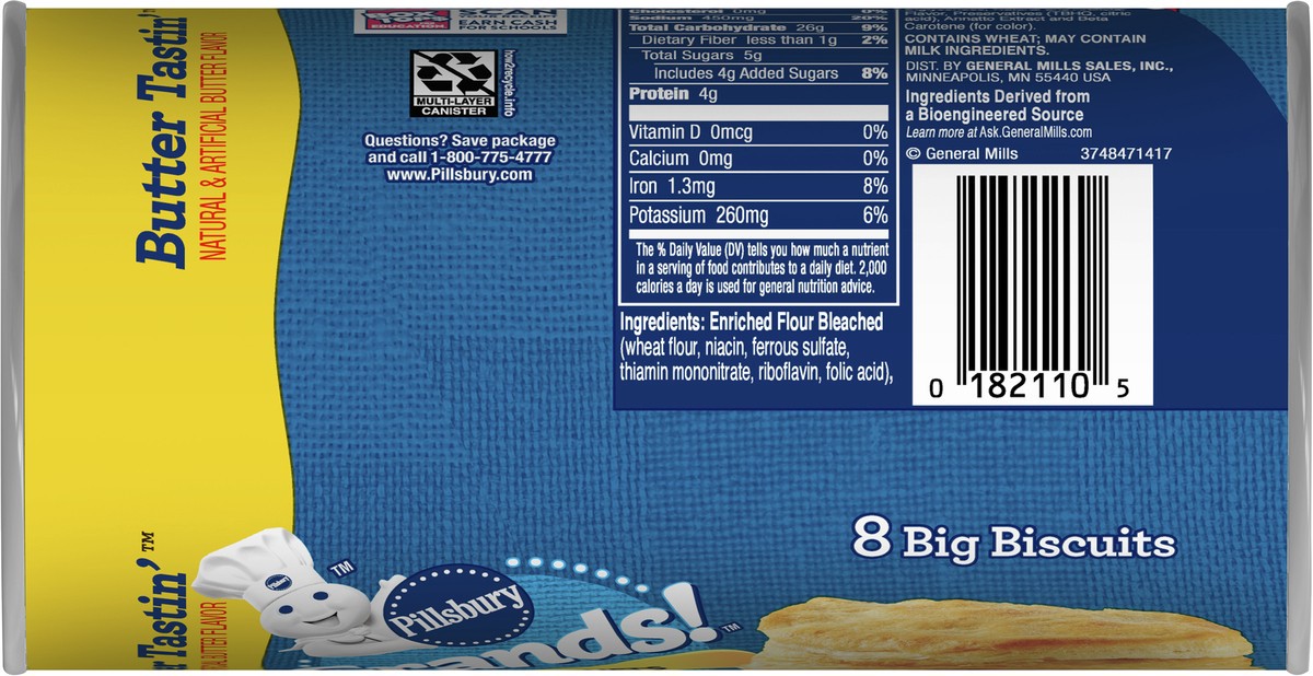 slide 9 of 9, Grands! Flaky Layers Butter Tastin' Refrigerated Biscuit Dough, 8 Biscuits, 16.3 oz, 16 oz