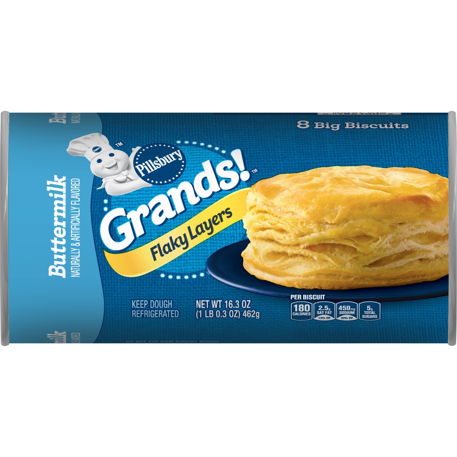 slide 1 of 3, Pillsbury Grands Flaky Layers Butter Tastin Biscuits, 16.3 oz