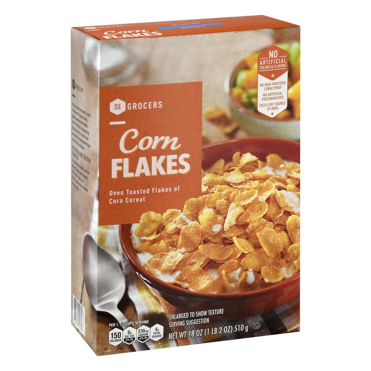 slide 9 of 10, SE Grocers Oven Toasted Flakes of Corn Cereal Corn Flakes, 18 oz