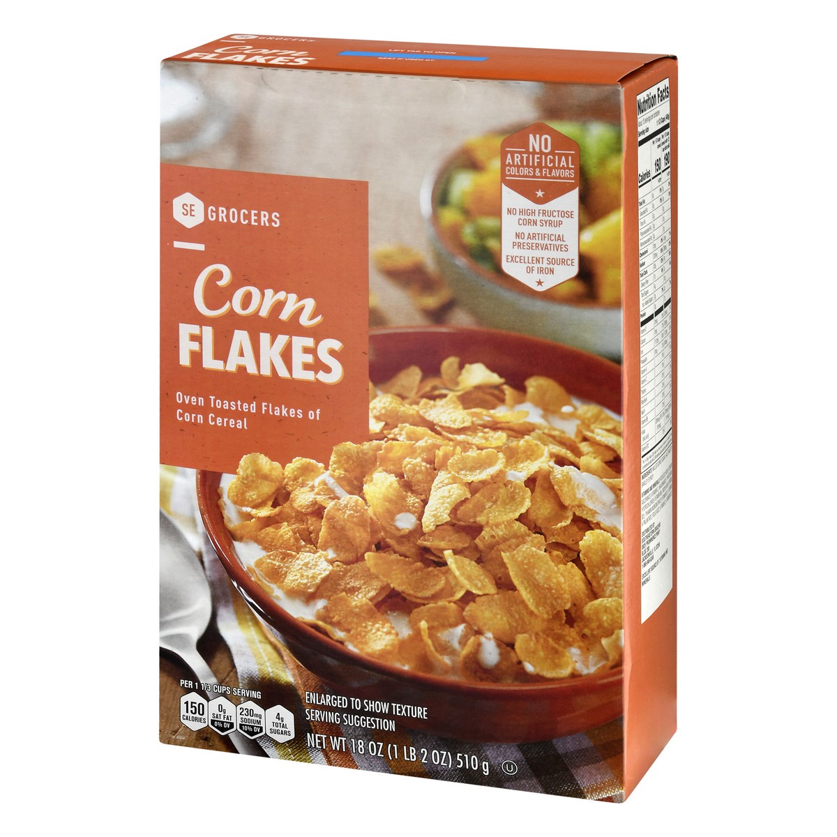 slide 2 of 10, SE Grocers Oven Toasted Flakes of Corn Cereal Corn Flakes, 18 oz