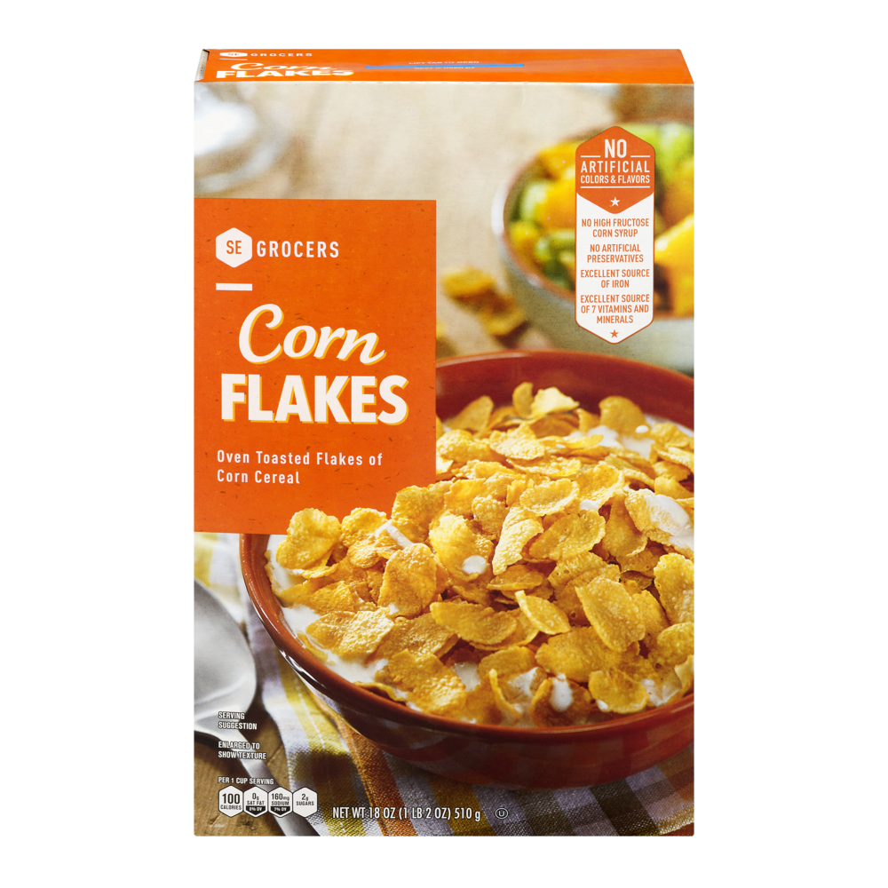 slide 1 of 1, SE Grocers Oven Toasted Flakes of Corn Cereal Corn Flakes, 18 oz