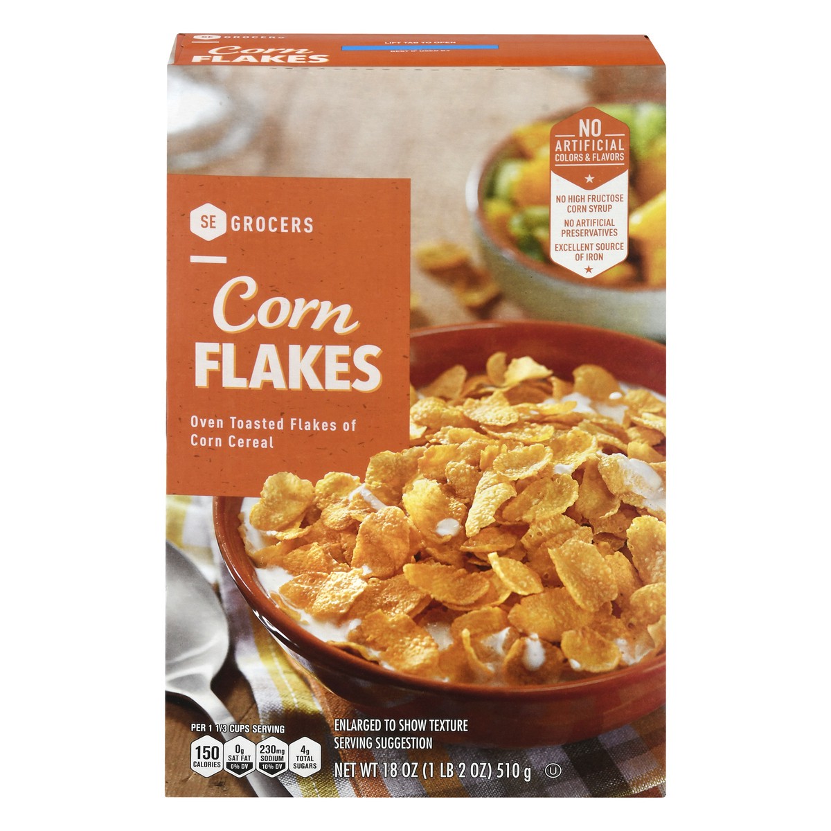 slide 1 of 10, SE Grocers Oven Toasted Flakes of Corn Cereal Corn Flakes, 18 oz