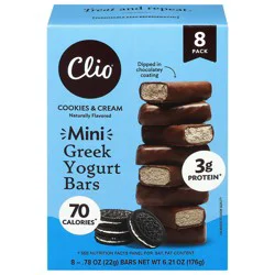Clio Greek Cookies & Cream Mini Yogurt Bars - 8 - 0.78 oz Bars