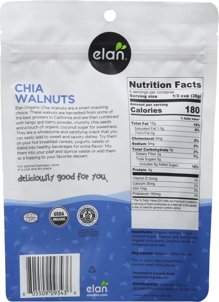 slide 2 of 2, Elan Organic Chia Walnuts, 4.5 oz