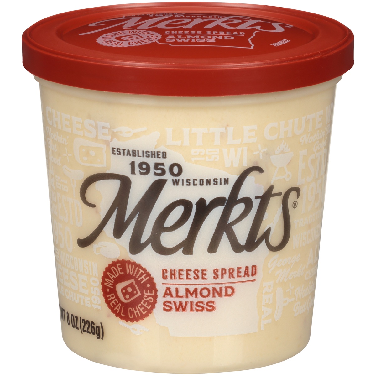 slide 1 of 1, Merkt's Almond Swiss Cheese Spread, 8 oz