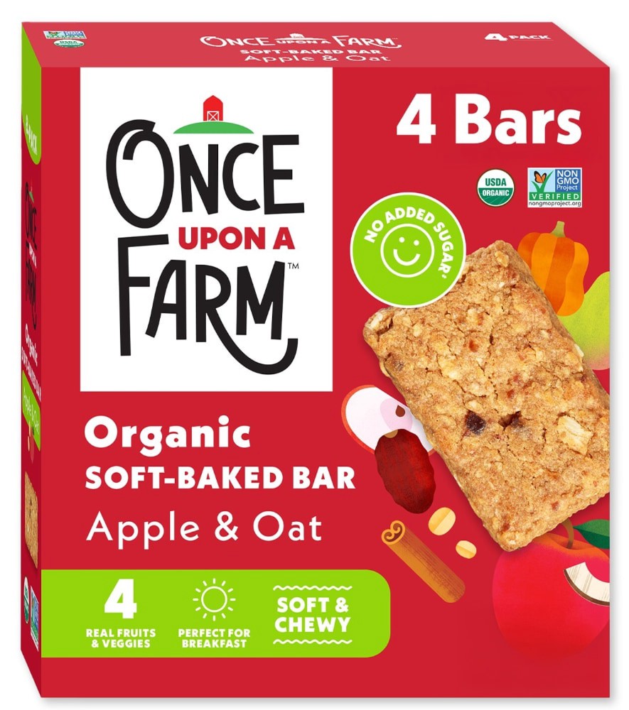 slide 6 of 6, Once Upon A Farm Apple & Oat Soft-Baked Bars, 4 ct; 1.2 oz