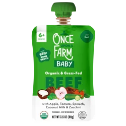 Once Upon A Farm™ Beef Bone Broth with Apple Tomato Spinach Zucchini Coconut Cream & Olive Oil, 3.5 oz