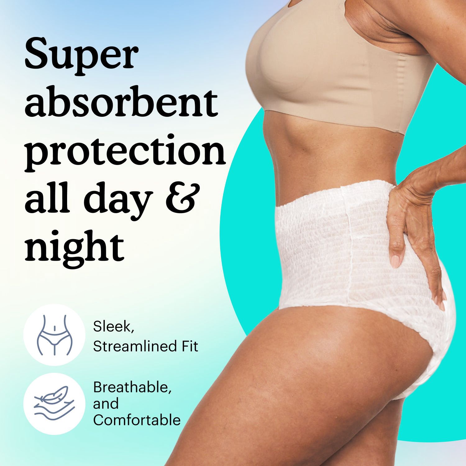 slide 9 of 12, Because Sensitive Plant-Based Liner L Overnight Underwear (60-125 lbs) 14 Each, 14 ct