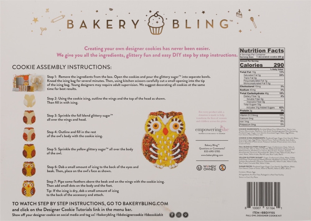 slide 2 of 2, Bakery Bling Fall Owl Cookie Kit, 19.5 oz
