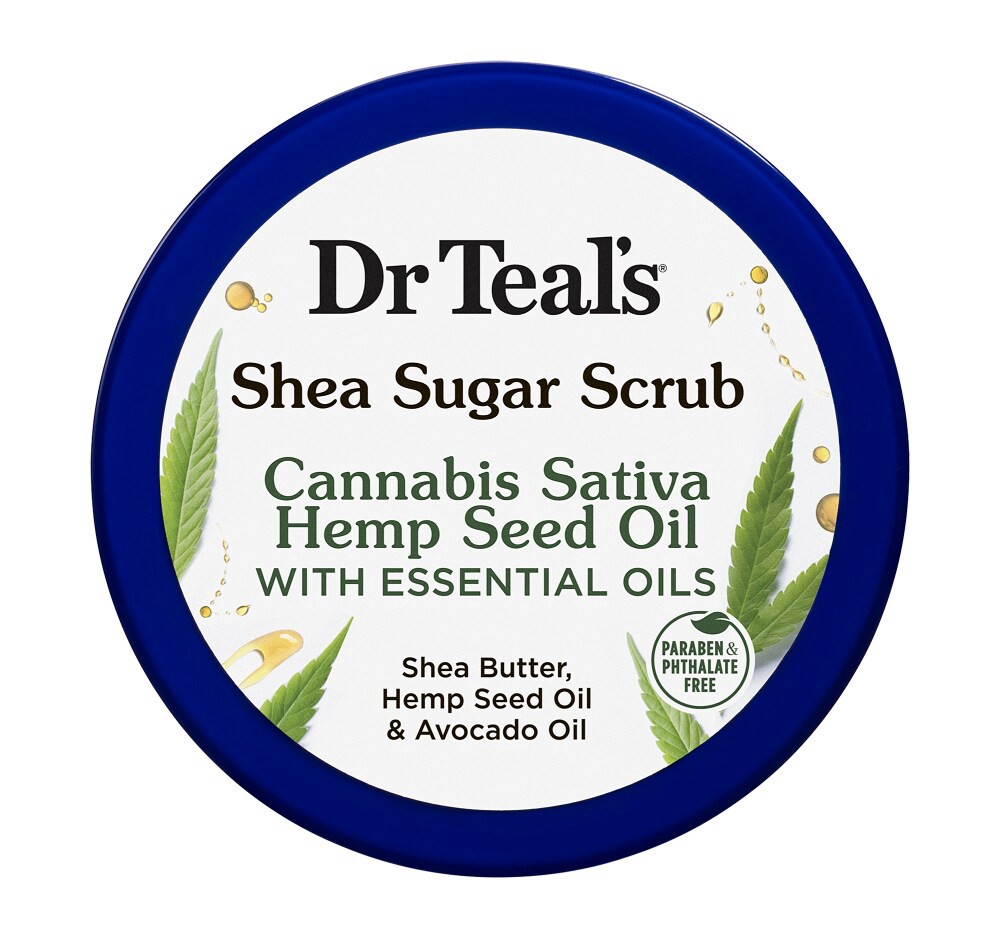 slide 3 of 4, Dr. Teal's Cannabis Setiva Hemp Seed Oil Shea Sugar Scrub, 19 oz