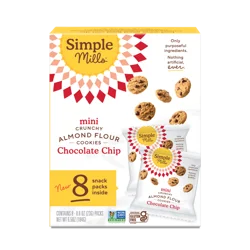 Simple Mills® Mini Crunchy Almond Flour Chocolate Chip Cookie Snack Packs, 8 ct / 0.8 oz