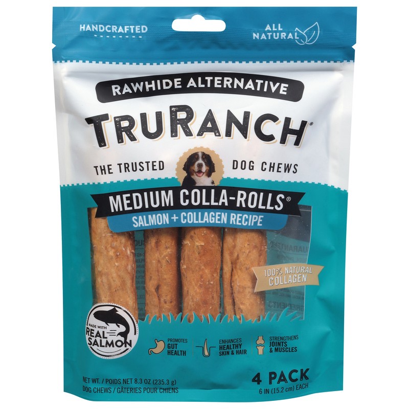 slide 1 of 4, TruRanch Salmon + Collagen Recipe 6 In Medium Dog Chews, 6 ct