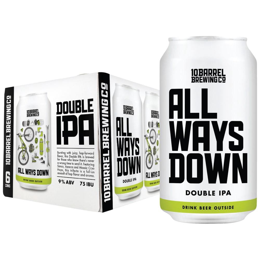 slide 2 of 3, 10 Barrel Brewing Co. All Ways Down Double IPA, 9% ABV, 12 fl oz