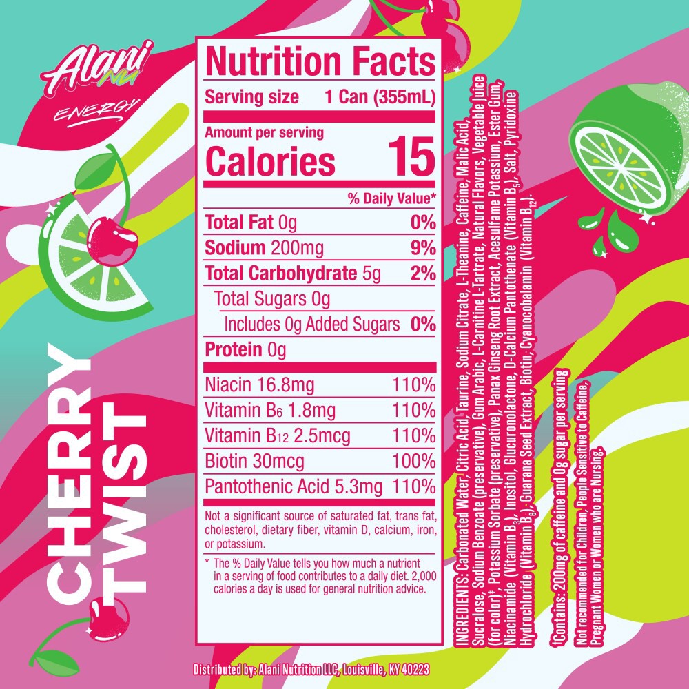 slide 5 of 6, Alani Nu Energy Drink Cherry Twist 6Pk, 6 ct
